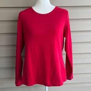 •Lands' End• Red Shaped Fit Long Sleeve Tee - Size Large